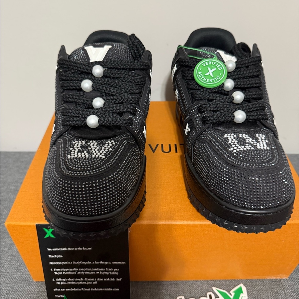 Louis Vuitton Trainer Maxi Black Sneakers with Pearl Details